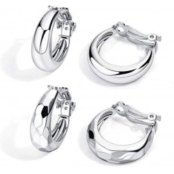 2 Pairs Geometric Chunky Hoop Clip Earrings For Women Fashion Non Pierced Clip On Earrings Jewelry